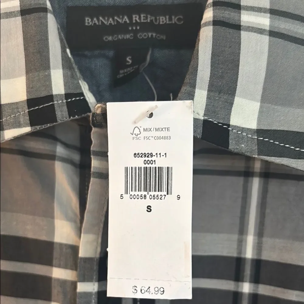 Banana Republic Black and Gray Casual Button Down Shirt